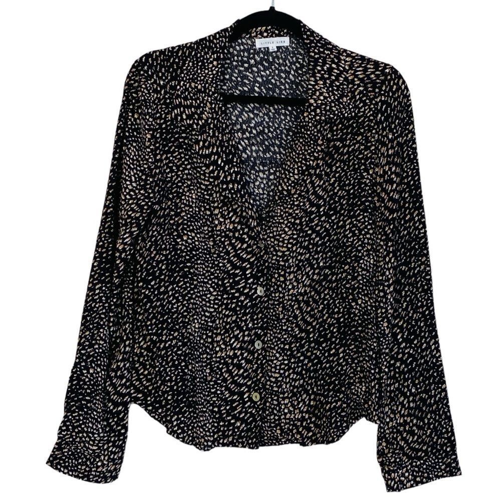Little Lies Animal Print Button Up Blouse Sz S